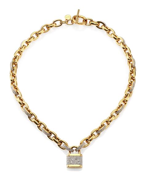 michael kors chain lock necklace|michael kors chain link necklace.